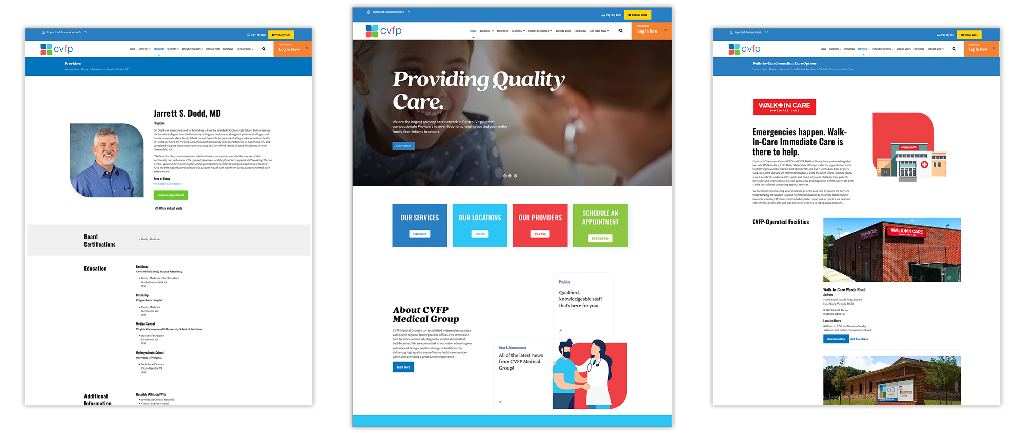cvfp medical group healthcare website design services stimulus advertising virginia web development